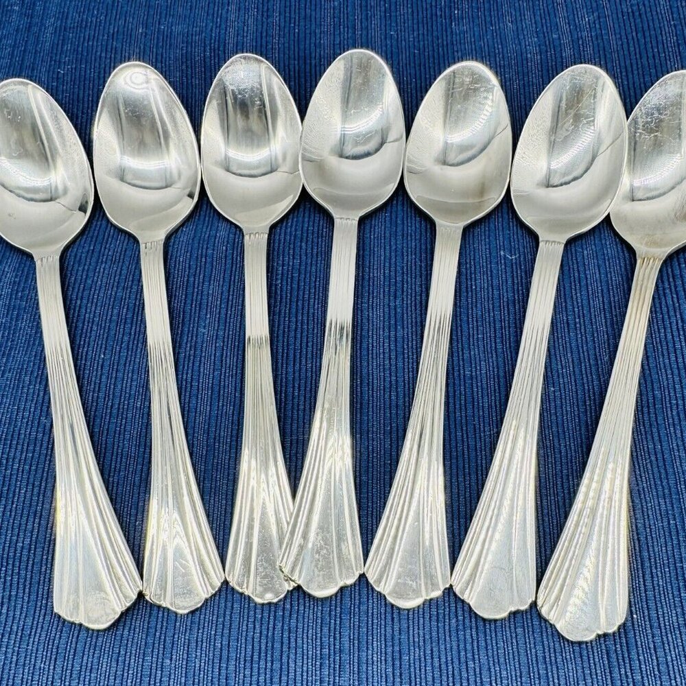 Symmetry Freemont Teaspoon Stainless International Ridge 6 1/4 inch Lot of 7